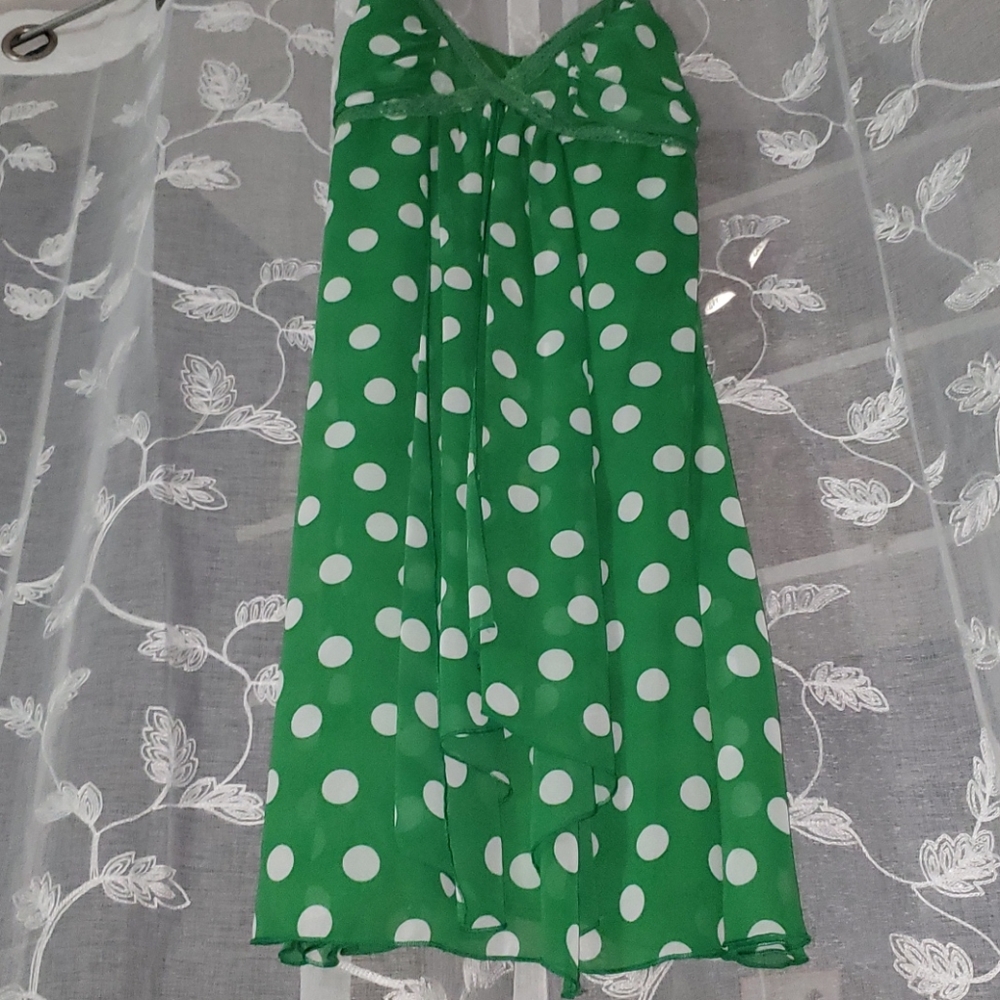 GREEN & WHITE POLKA-DOT DRESS